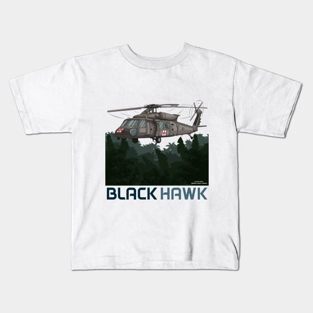 Black Hawk Tactical Helicopter Military Armed Forces Novelty Gift Kids T-Shirt by Airbrush World